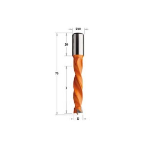 Wiertło HW Nieprzelotowe D14 I43 L70 S10x20 LH CMT 309.140.12
