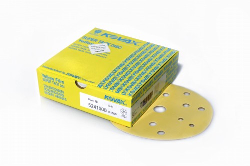 Przejdź do produktu Krążek ścierny Kovax Yellow Film P1500, śr. 152mm, 15 otw., opak. 50 szt.  (KV/066YELLOW, nr kat.524-1500)