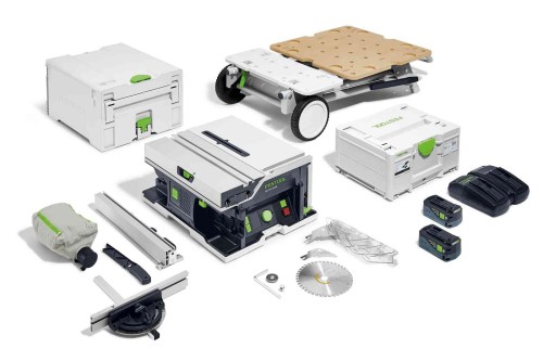 Przejdź do produktu Akumulatorowa stołowa pilarka tarczowa CSC SYS 50 EBI-Set
