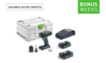 Festool Akumulatorowa wiertarko-wkrętarka T 18+3 HPC 4,0 I-Plus