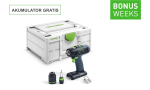 Festool Akumulatorowa wiertarko-wkrętarka T 18+3-Basic